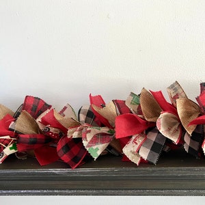 Red Truck Garland, Burlap Red and Black Plaid Ribbon Garland, Country Christmas Decor - Etsy