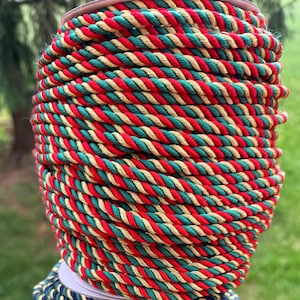 5mm classic classic Christmas cording, red gold green twisted rope, decorative cording, braided string, 10 yards, Christmas decor