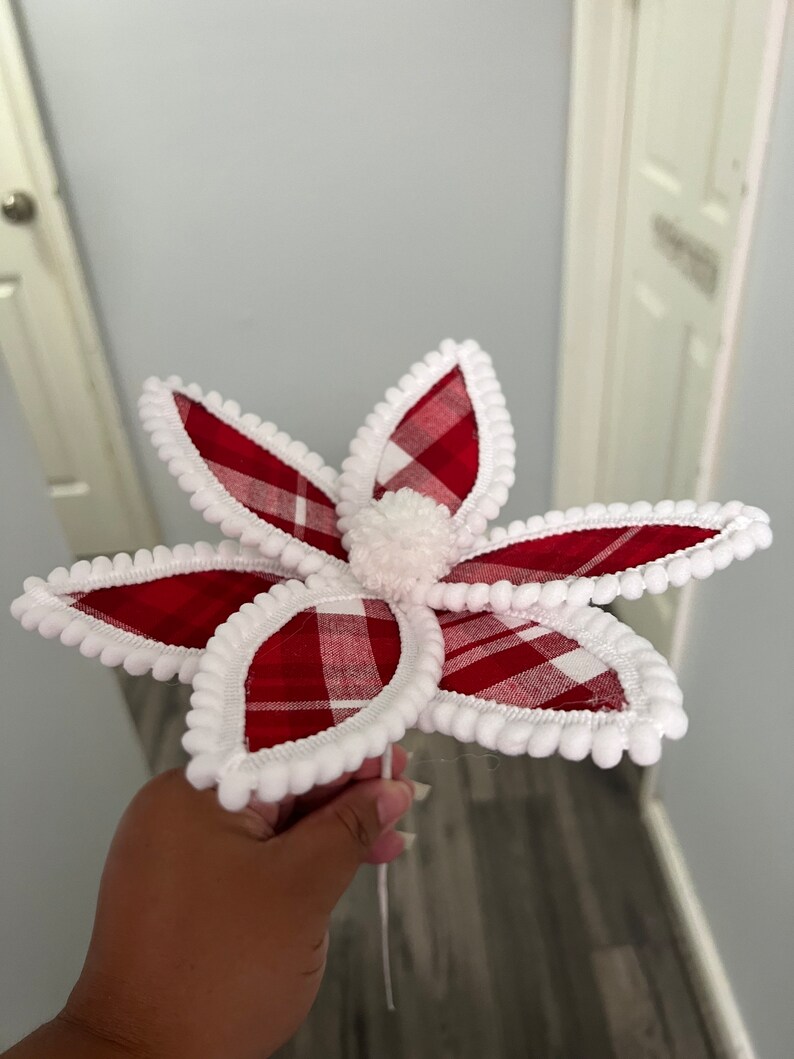 Fabric Flower Pick Valentines Tree Floral Pick Red Plaid Etsy