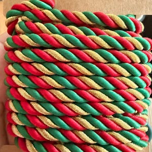 5mm classic Christmas cording, red metallic gold green twisted rope, decorative cording, braided string, Christmas decor
