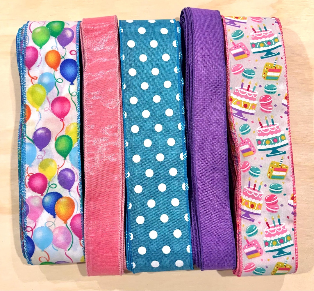 Birthday Ribbon Bundle, Celebration Wired Ribbon, 50 Yard Assorted ...