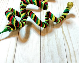 Juneteenth curly floral pick, black history wreath supply,  black yellow green red spiral pick, freedom day