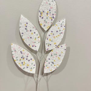 Easter leaf spray, spring wreath supply, Easter decoration, floral pick, glitter leaf spray