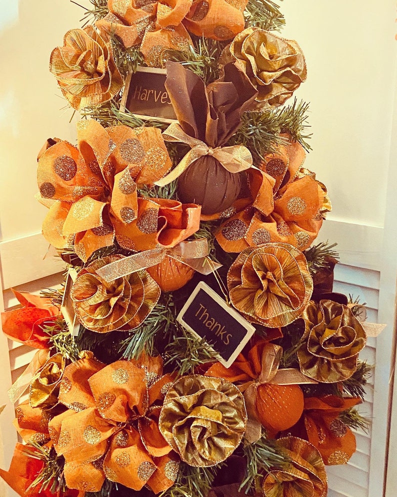 Set of 4 Fall Tree Ornaments Thanksgiving Decor Chalkboard Etsy