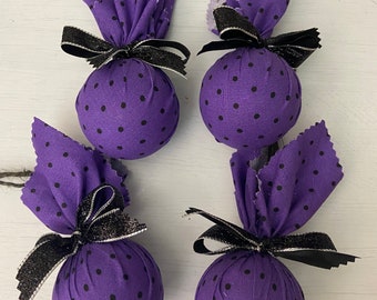 Purple Halloween ornaments, Halloween decor, Halloween tree decorations, fabric tree ornaments, vase fillers