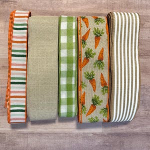 Carrot ribbon bundle, wired ribbon, 50 yard assorted ribbon, wreath supplies, crafting ribbon