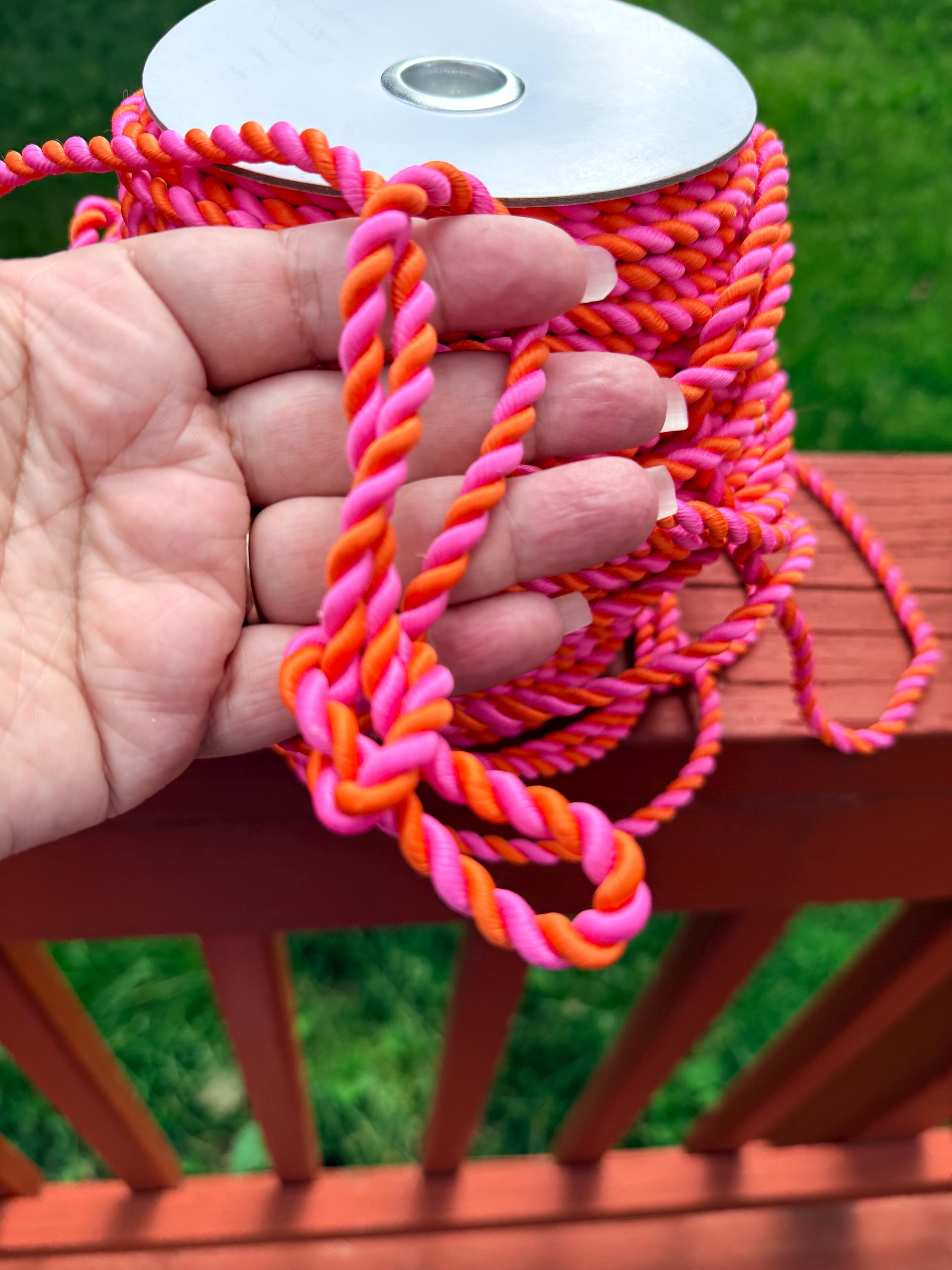 5mm Pink and Orange Twisted Cording, Twisted Rope, Decorative Cording ...