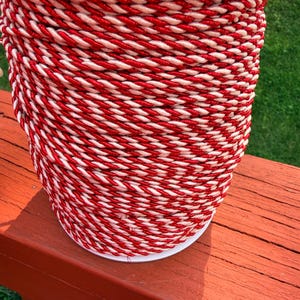 3mm metallic red and white cording, twisted rope, decorative cording, braided string, Christmas decoration