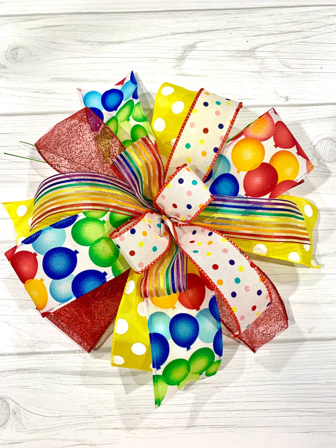 Birthday Bow, Birthday Wreath Bow, Gift Basket Bow, Celebration