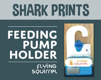The Flying Squirrel™ | Shark Prints | 500ml & 1200ml Bags | G Tube Feeding Pump Holder | EnteraLite Infinity | Free USPS Shipping to US