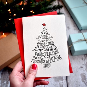 Typographic Christmas Cards Pack 10 Mixed Card Packs with Five Traditional Designs image 1