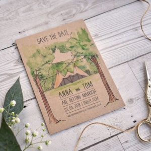 Digital Save The Date Template | Tipi Save the Date | Festival Wedding Save the Date | Giant Teepee in Woodland Design