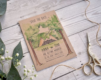 Digital Save The Date Template | Tipi Save the Date | Festival Wedding Save the Date | Giant Teepee in Woodland Design