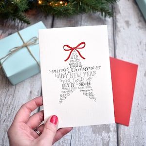 Typographic Christmas Cards Pack 10 Mixed Card Packs with Five Traditional Designs image 2