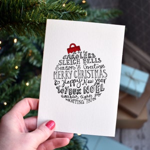 Typographic Christmas Cards Pack 10 Mixed Card Packs with Five Traditional Designs image 3