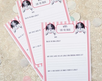 Personalised Words for the Bride Cards // Hen Party Activity // 10 cards per pack