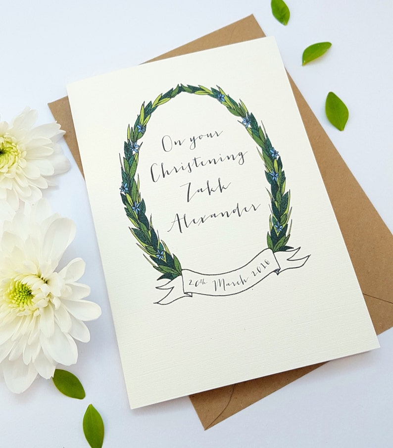 Personalised Floral Wreath Name and Date Christening or Etsy UK