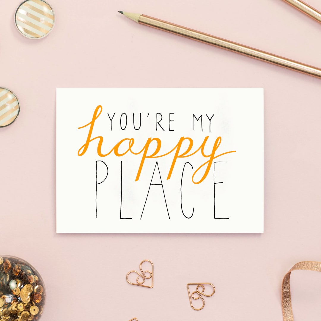 Handlettered 'you're My Happy Place' Design Etsy