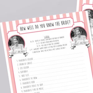 Personalised Bride to be Quiz: Hen Party Game with Bride's Photo (Printed or PDF) image 2