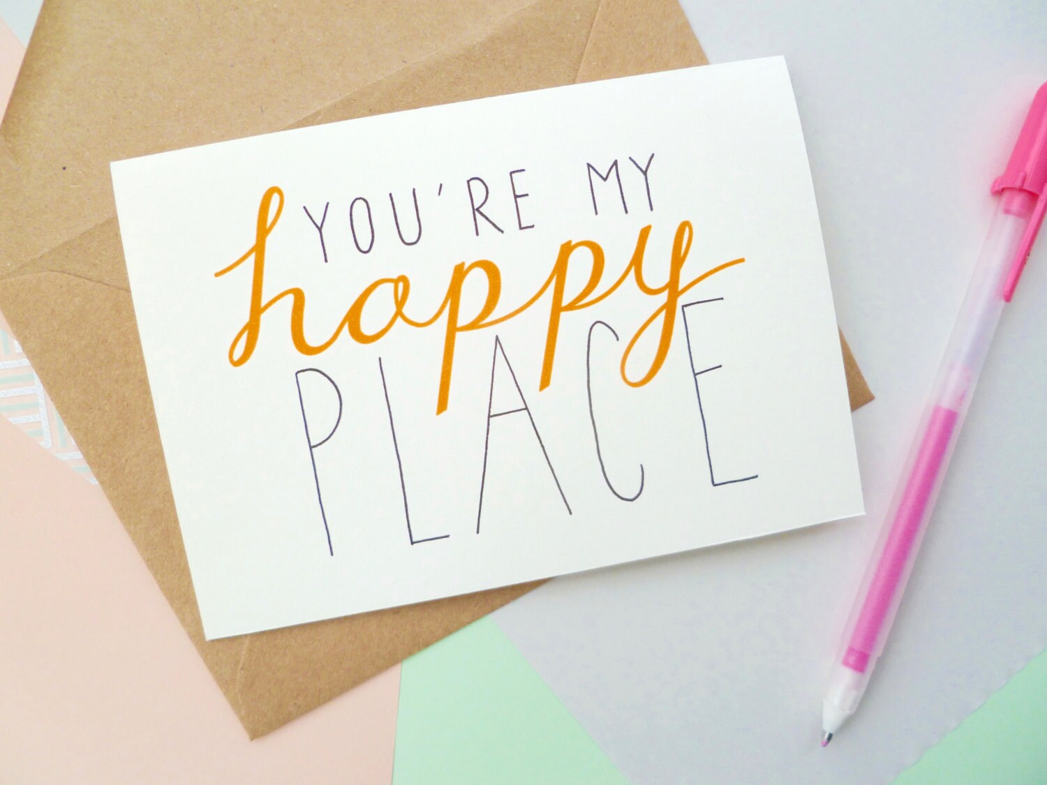 Handlettered 'you're My Happy Place' Design Etsy