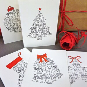 Typographic Christmas Cards Pack 10 Mixed Card Packs with Five Traditional Designs image 9