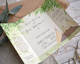 Tipi Wedding Invite Sample | Gatefold Wedding Invite | Festival Wedding | Woodland Wedding