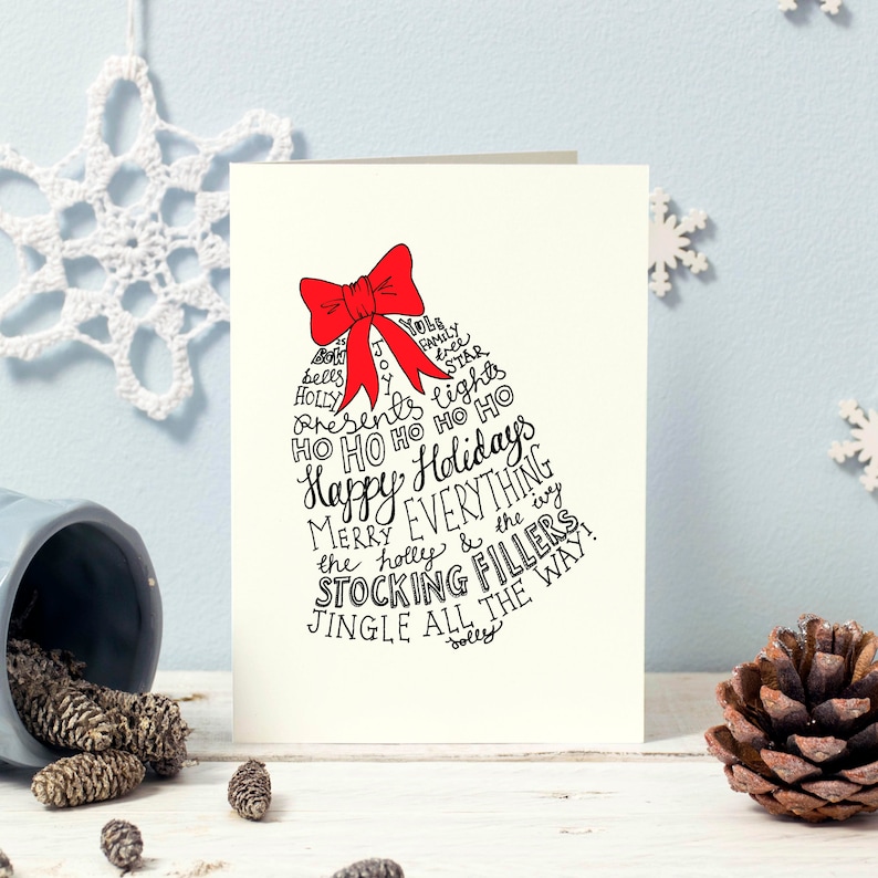 Typographic Christmas Cards Pack 10 Mixed Card Packs with Five Traditional Designs image 7