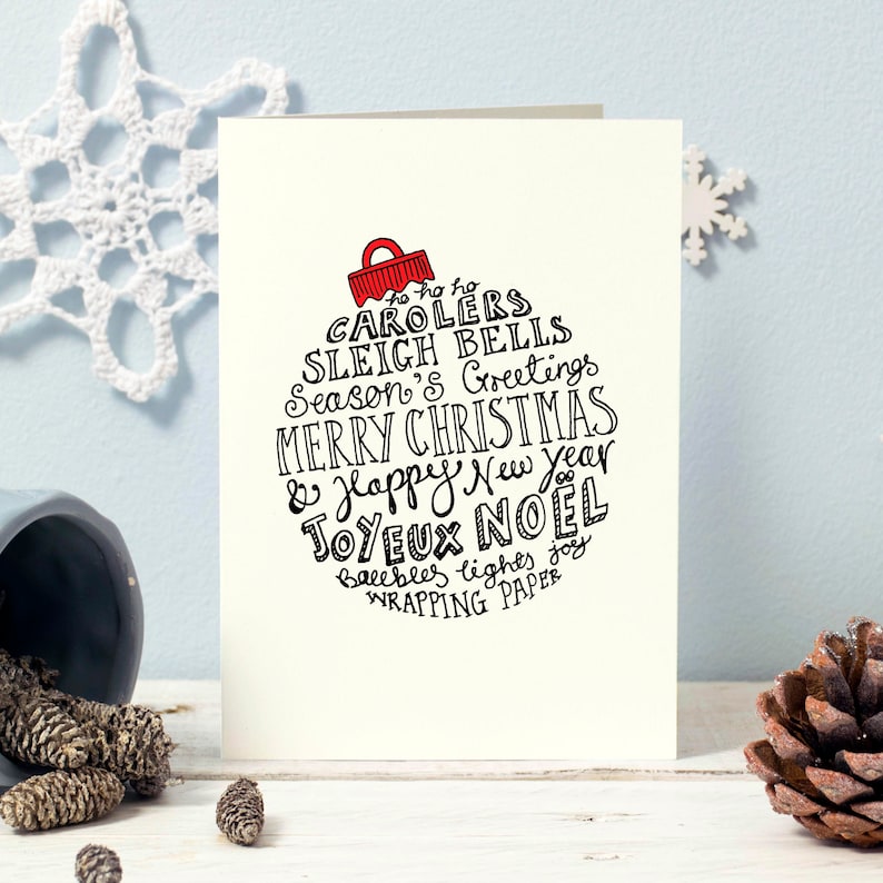Typographic Christmas Cards Pack 10 Mixed Card Packs with Five Traditional Designs image 5