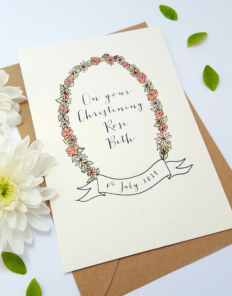 Personalised Floral Wreath Name and Date Christening or Etsy UK