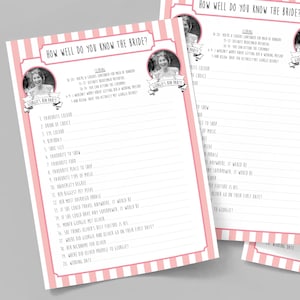 Personalised Bride to be Quiz: Hen Party Game with Bride's Photo (Printed or PDF) image 4
