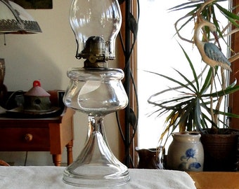 Antique Early 1900/'s Plain Pattern Oil Lamp-Ready to Use-Vintage 1910