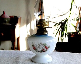 Antique Early 1900/'s Plain Pattern Oil Lamp-Ready to Use-Vintage 1910