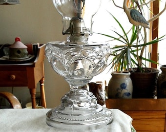 Antique Early 1900/'s Plain Pattern Oil Lamp-Ready to Use-Vintage 1910
