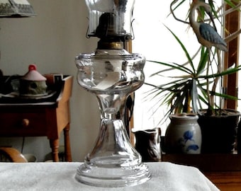 Antique Early 1900/'s Plain Pattern Oil Lamp-Ready to Use-Vintage 1910