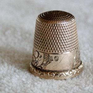 Antique Thomas Brogan Fancy Thimble-10K Gold Filled over Sterling Silver?-Size 10