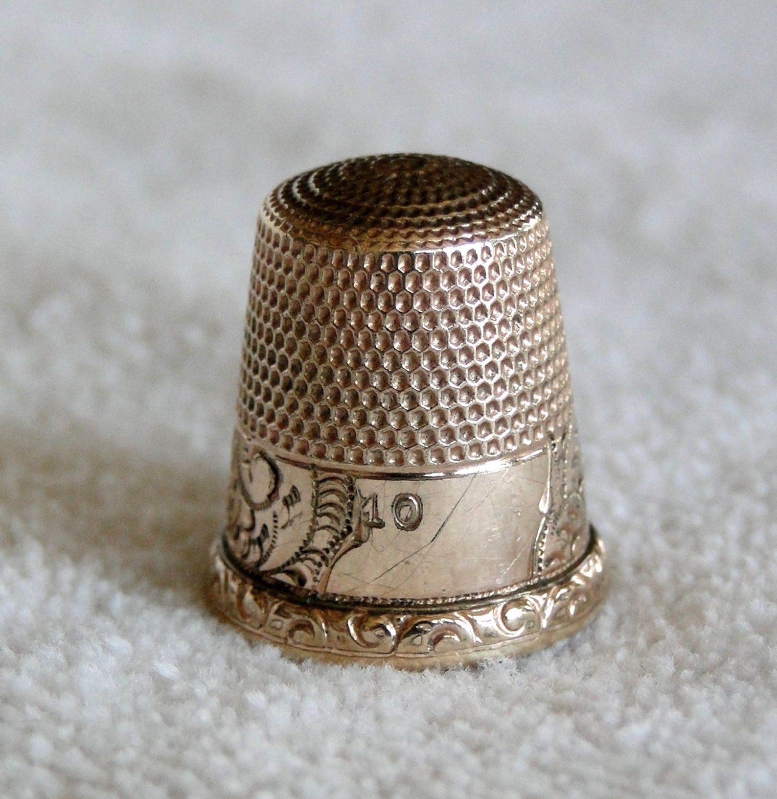 Antique Thomas Brogan Fancy Thimble-10k Gold Filled Over Sterling ...