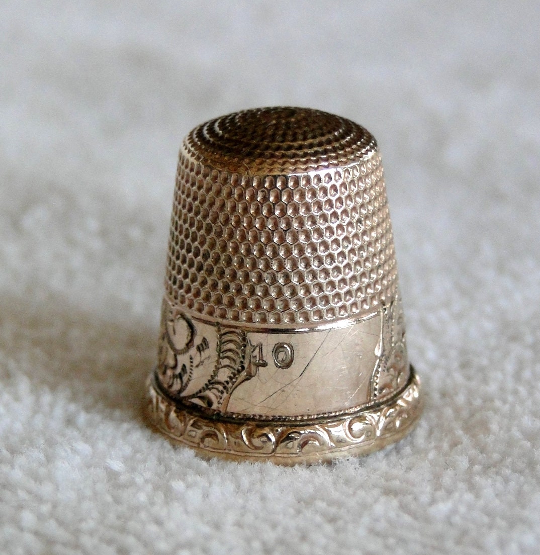 Antique Thomas Brogan Fancy Thimble-10k Gold Filled Over Sterling ...