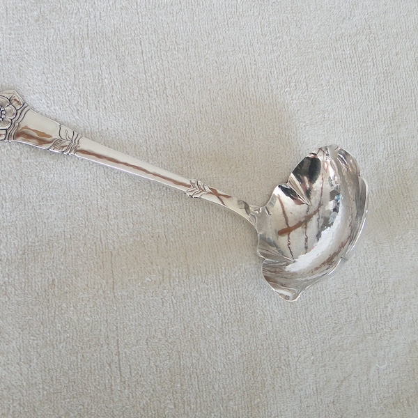 Danish .826 Silver Floral Pattern Gravy Ladle made by Carl M Cohr of Fredericia-Vintage 1927