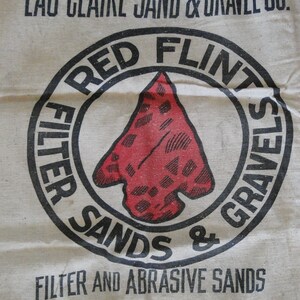 Red Flint Filter Sands Gravel Sack-Bag-Vintage 1940s-Eau Claire, WI-Indian Arrowhead Graphics bild 3