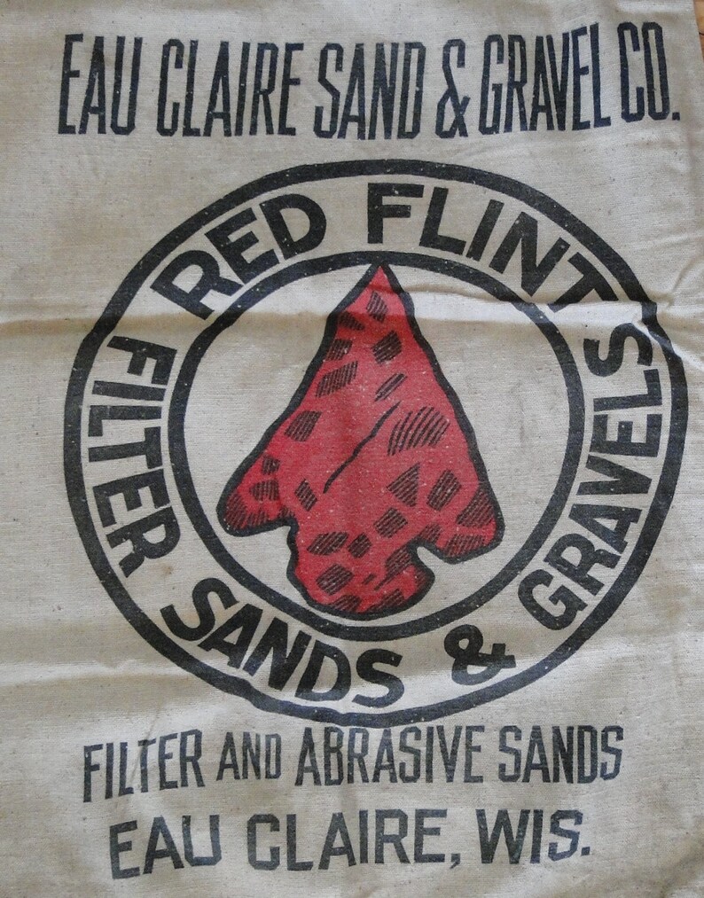 Red Flint Filter Sands Gravel Sack-Bag-Vintage 1940s-Eau Claire, WI-Indian Arrowhead Graphics bild 3