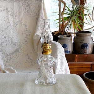 Antique Swirl Pattern Miniature Oil Lamp-Vintage 1920s-30s- White Fig. 119