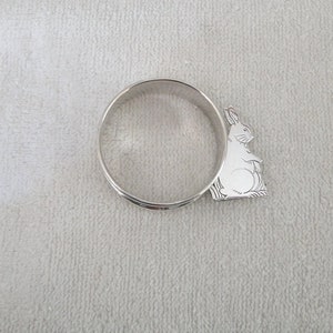 Antique Webster Sterling Silver Bunny Rabbit Napkin Ring monogrammed N - Vintage 1900