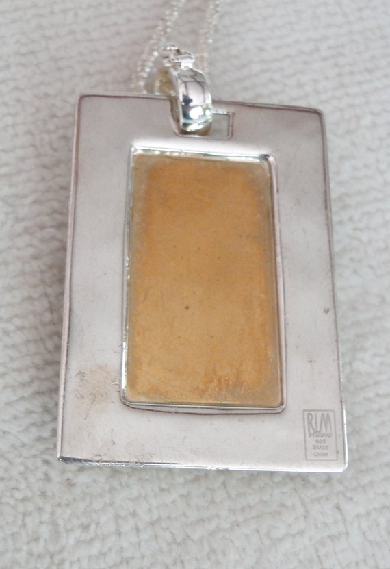 Sterling Silver-Brass and Goldstone Pendant with … - image 5