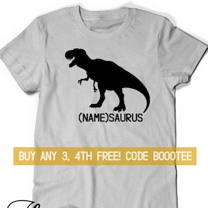 Dinosaur Shirt Custom T-Shirt T-Rex Matching Family Shirts Tee Ladies Kids Girl Women Men Birthday Gift Idea Present Dino Saurus Trex Dad image 1