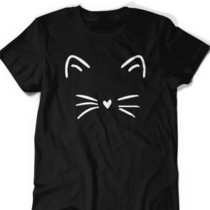 Cat Shirt Kitty Kitten T Shirt Tee Mens Womens Ladies Funny Present I Love Cats Animal Lover T-shirt Whiskers Face Girlfriend Fashion Cute