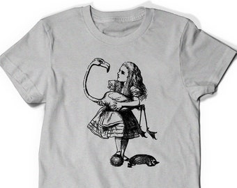 Alice in Wonderland Shirt T-Shirt Tee Funny Humor Ladies Girl Womens Mens Gift Present Literary Quote Book Were All Mad Here Cheshire Cat