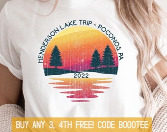 Custom Lake Camping T-Shirt: Personalized, Matching Retro Family Vacation Tee