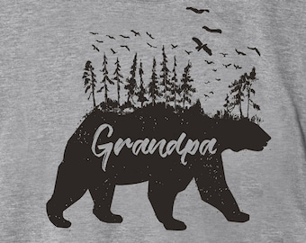 Gift for Grandpa Bear Shirt T-Shirt Gift for Him Papa Grandfather to be Tee Mens Pregnancy Announcement Pops Baby Shower Granddad Pop Poppa