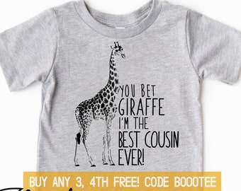 Big Cousin Shirt Pregnancy Announcement T-shirt Kids Tshirt Boy Girl Toddler Kid Baby Tee Birthday Matching You Bet Giraffe Best Cousin Ever