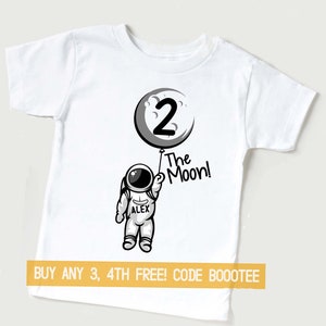 2nd Birthday Boy Shirt Space Theme Personalized Adults Kids Toddler T-Shirt T Tee Second Bday Turning Two 2 Years Old Birthday Party Favors